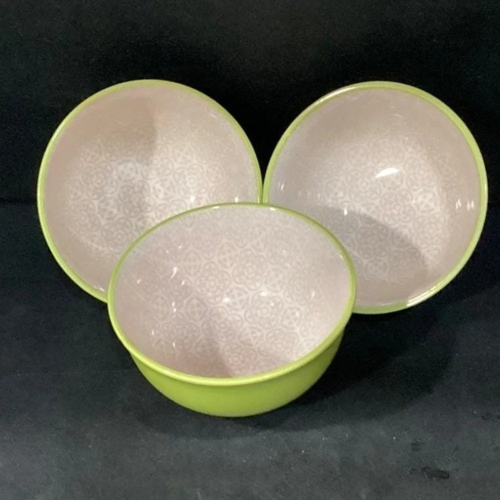 Jameson & Tailor Lime Green Cereal Bowls, Set of 3, Vintage Boutique Kitchenware